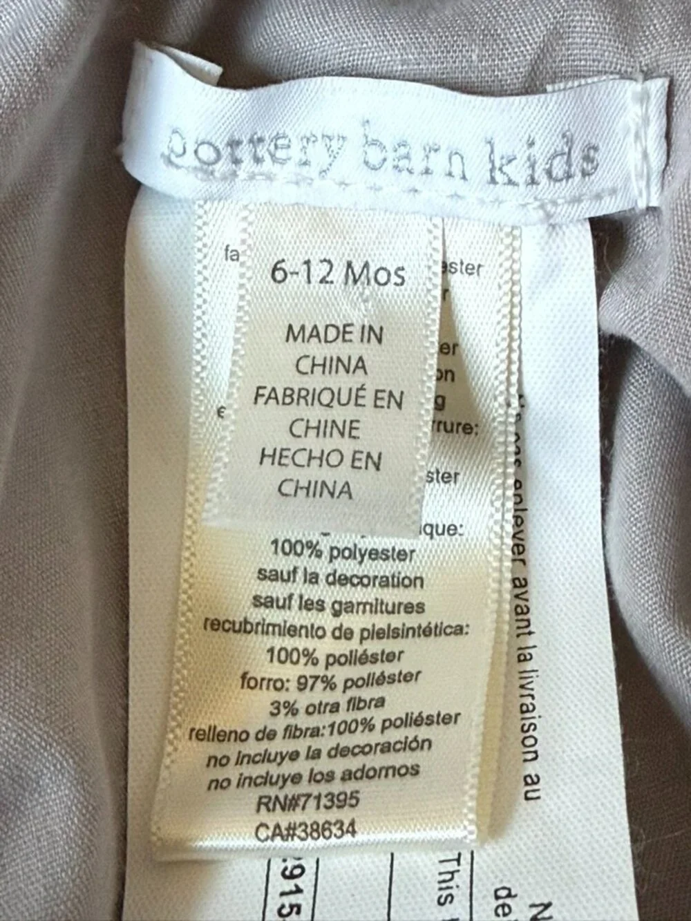 Pottery Barn Kids 6-12m Hippo Halloween Costume One Piece Gray White Dress Up